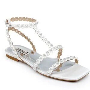 Badgley Mischka Cami Pearled Gladiator Flat Sandal